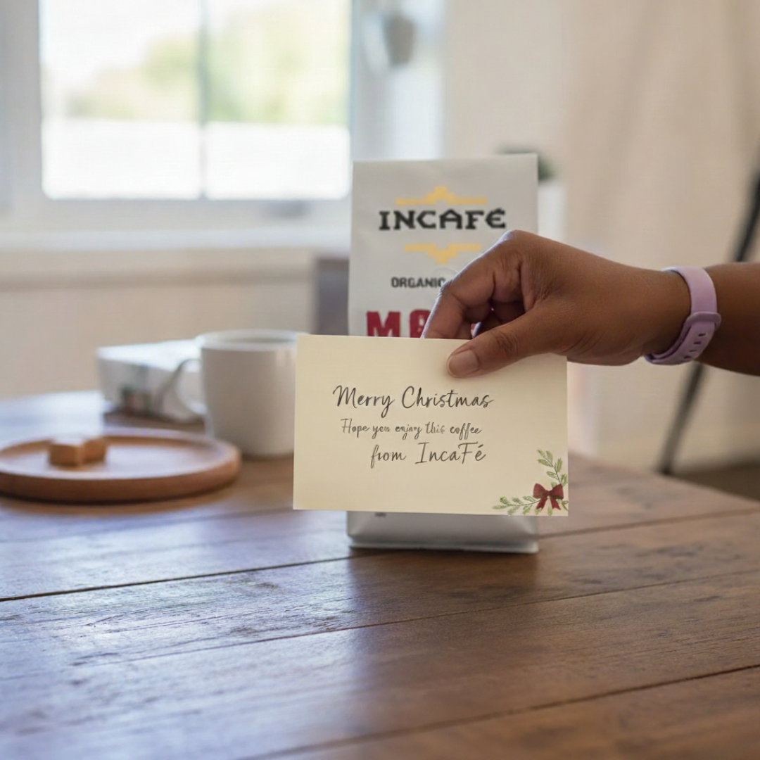 IncaFe Organic Coffee bag Marin with Handwritten Note