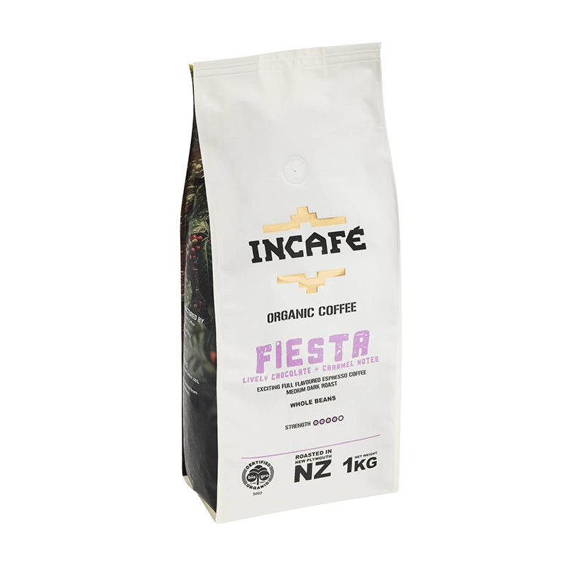 Fiesta Whole Coffee Beans 1kg Organic New Zealand