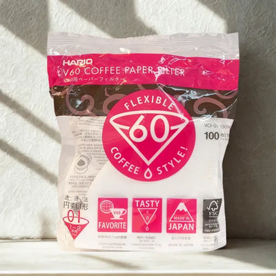 Hario V60 01 Coffee Paper Filters (100 Pack) – Made in Japan for 1–4 Cup Pour Over Brewing