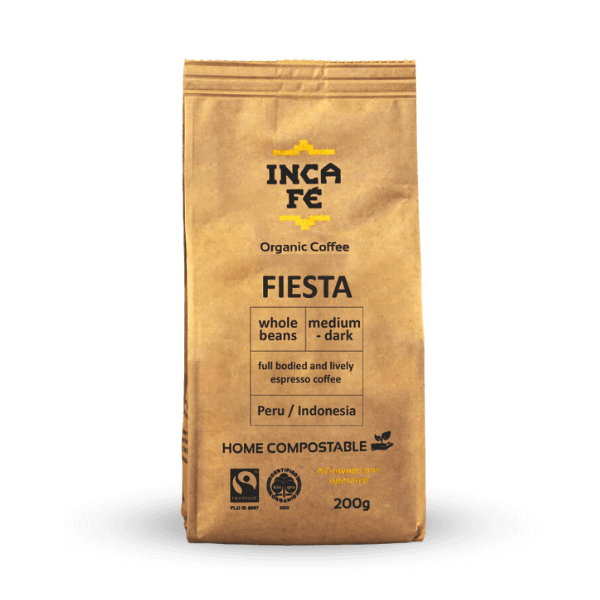 IncaFé Organic Coffee - Fiesta Blend of Indonesia & Peru - 200g Whole Beans